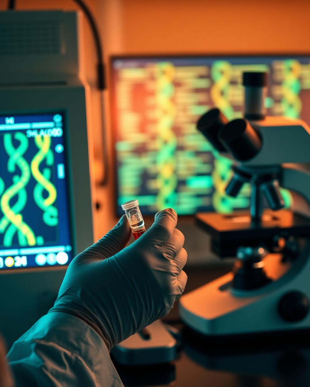 Análise genética de amostra em laboratório de reprodução humana