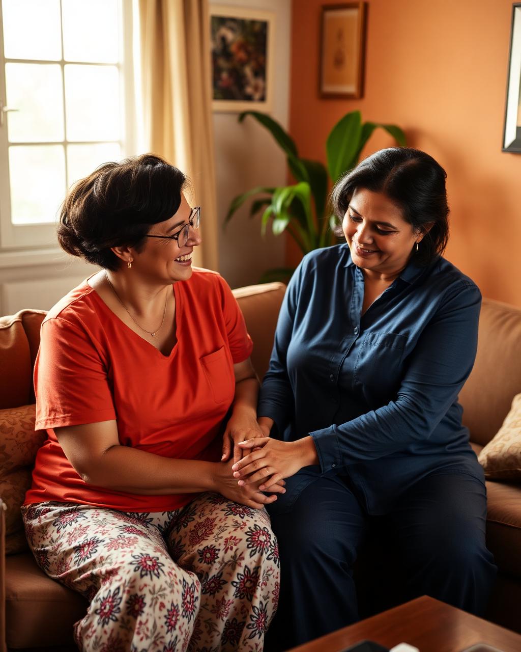Duas mulheres sorrindo juntas, representando a cessão temporária de útero
